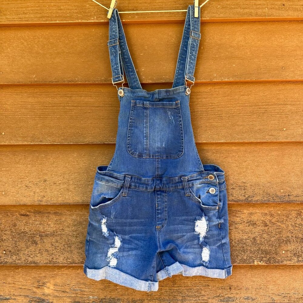 I & M Jeans Denim Overalls Shorts Cuffed Jean Shorts Size L